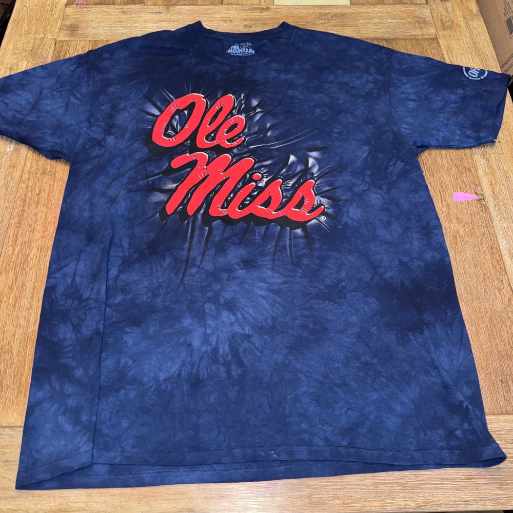 The Mountain T-Shirt Mens 2XL Blue Excellent Ole Miss Tie Dye Graphic Tee